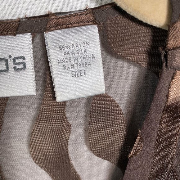 Chico's Sheer Brown Animal Print Blouse Jacket - Picture 5 of 8